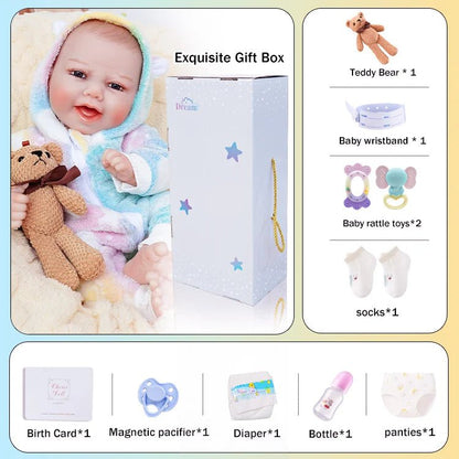 Dakota - Happy Lifelike Reborn Baby Doll (18") | Authentic Reborn beautiful reborn baby dolls | chimidoll