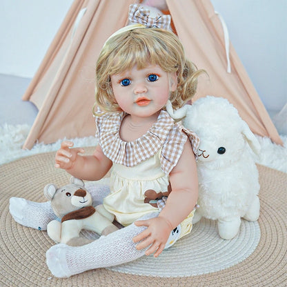 reborn toddler doll- Delicate Lace Dress & Braids