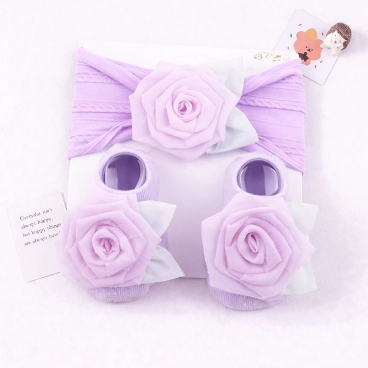 Rose Bow Baby Doll Headband and Socks Set - chimidoll