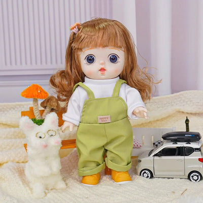 Sweetheart Doll with Chestnut Hair and Green Overalls - Blonde Doll Blonde Hair Doll - chimidoll