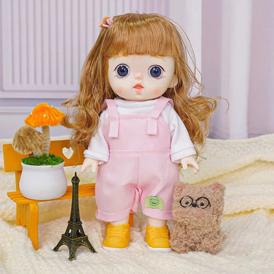 Adorable Fashion Doll with Trendy Pink Overalls - Blonde Doll Blonde Hair Doll - chimidoll