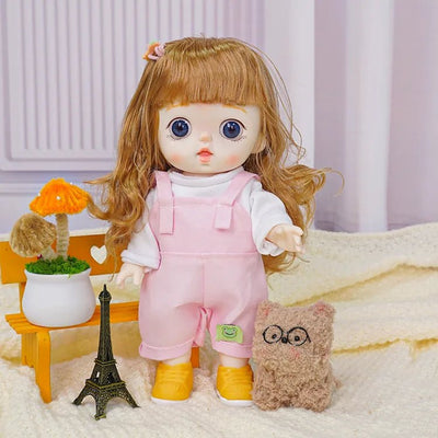 Adorable Fashion Doll with Trendy Pink Overalls - Blonde Doll Blonde Hair Doll - chimidoll