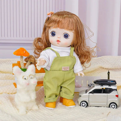 Sweetheart Doll with Chestnut Hair and Green Overalls - Blonde Doll Blonde Hair Doll - chimidoll