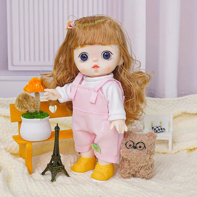 Adorable Fashion Doll with Trendy Pink Overalls - Blonde Doll Blonde Hair Doll - chimidoll