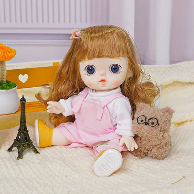 Adorable Fashion Doll with Trendy Pink Overalls - Blonde Doll Blonde Hair Doll - chimidoll