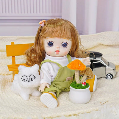 Sweetheart Doll with Chestnut Hair and Green Overalls - Blonde Doll Blonde Hair Doll - chimidoll