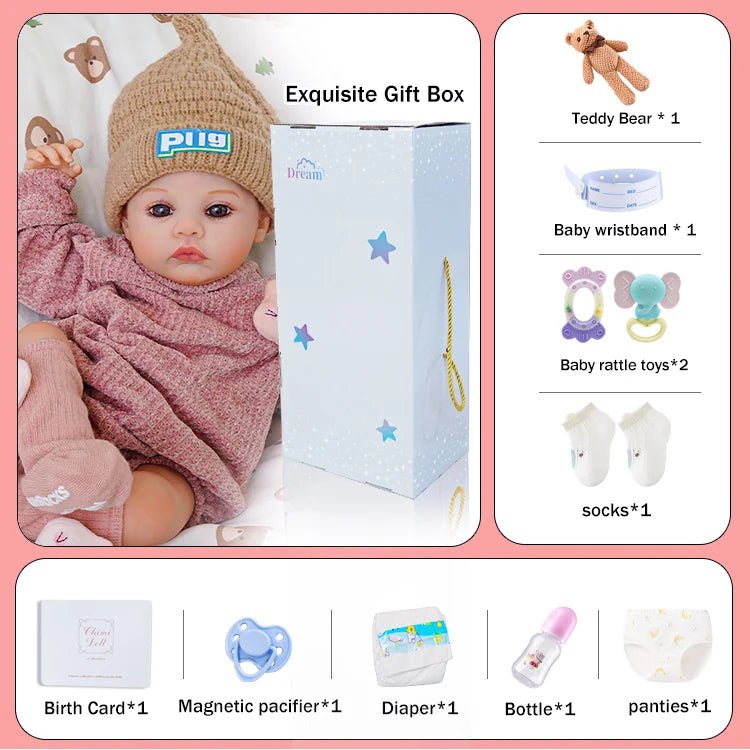 Ella - Lifelike Reborn Baby Doll (20") - Authentic Reborn beautiful reborn baby dolls - chimidoll